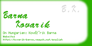 barna kovarik business card